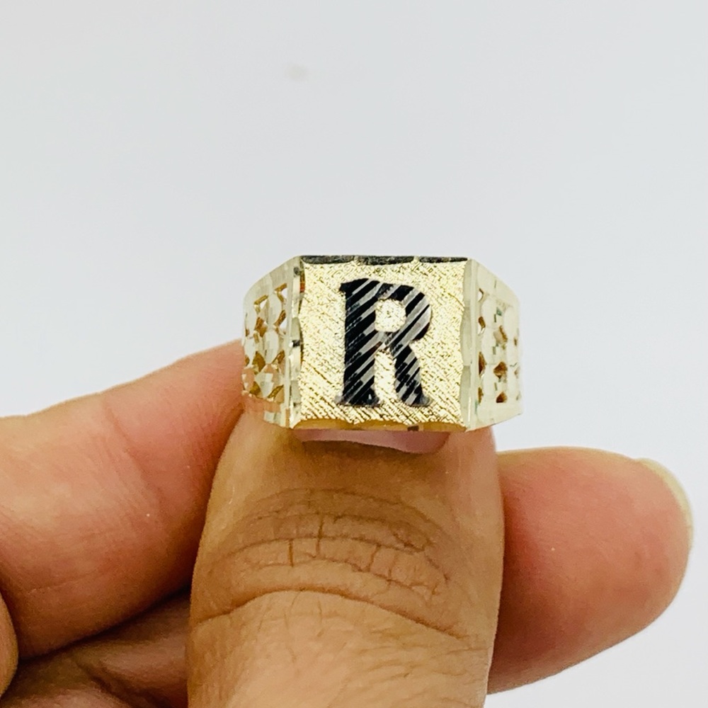 Real 10k solid Gold Initial ring letter R Size 12